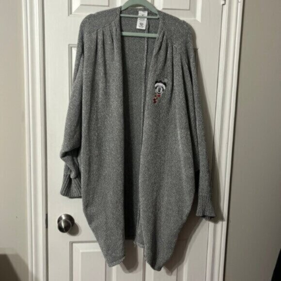 2021 Disney Parks Holiday Minnie Mouse Sweater Cardigan Soft Silver Chenille Med - Picture 5 of 11